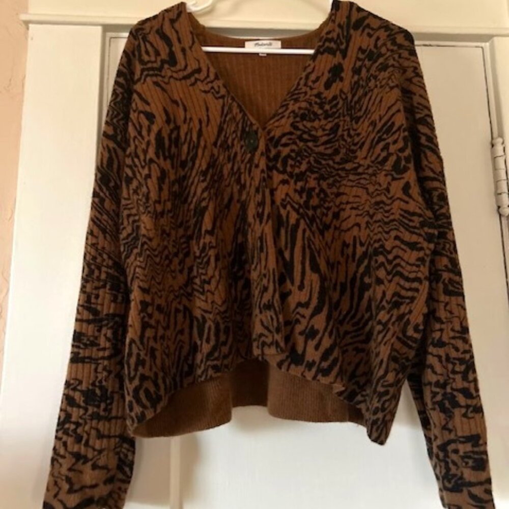 Madewell Animal Print Cardigan, size L